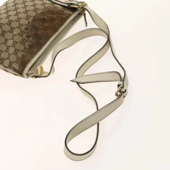 GUCCI GG Canvas Web Sherry Line Bag Leather 2 Set Beige Black Auth 139097